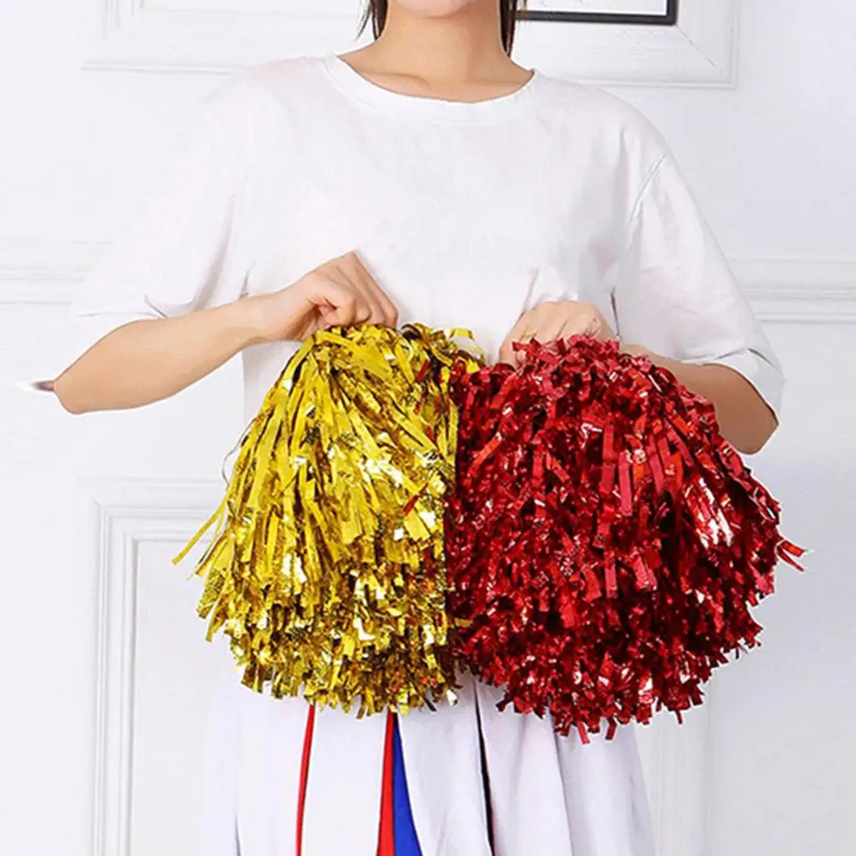 Roztlieskavacia kvetina Ball Trvalá jasná farba roztlieskavačky Pompoms 2 jamky Športové stretnutie tanečný tanec Twirling stuha