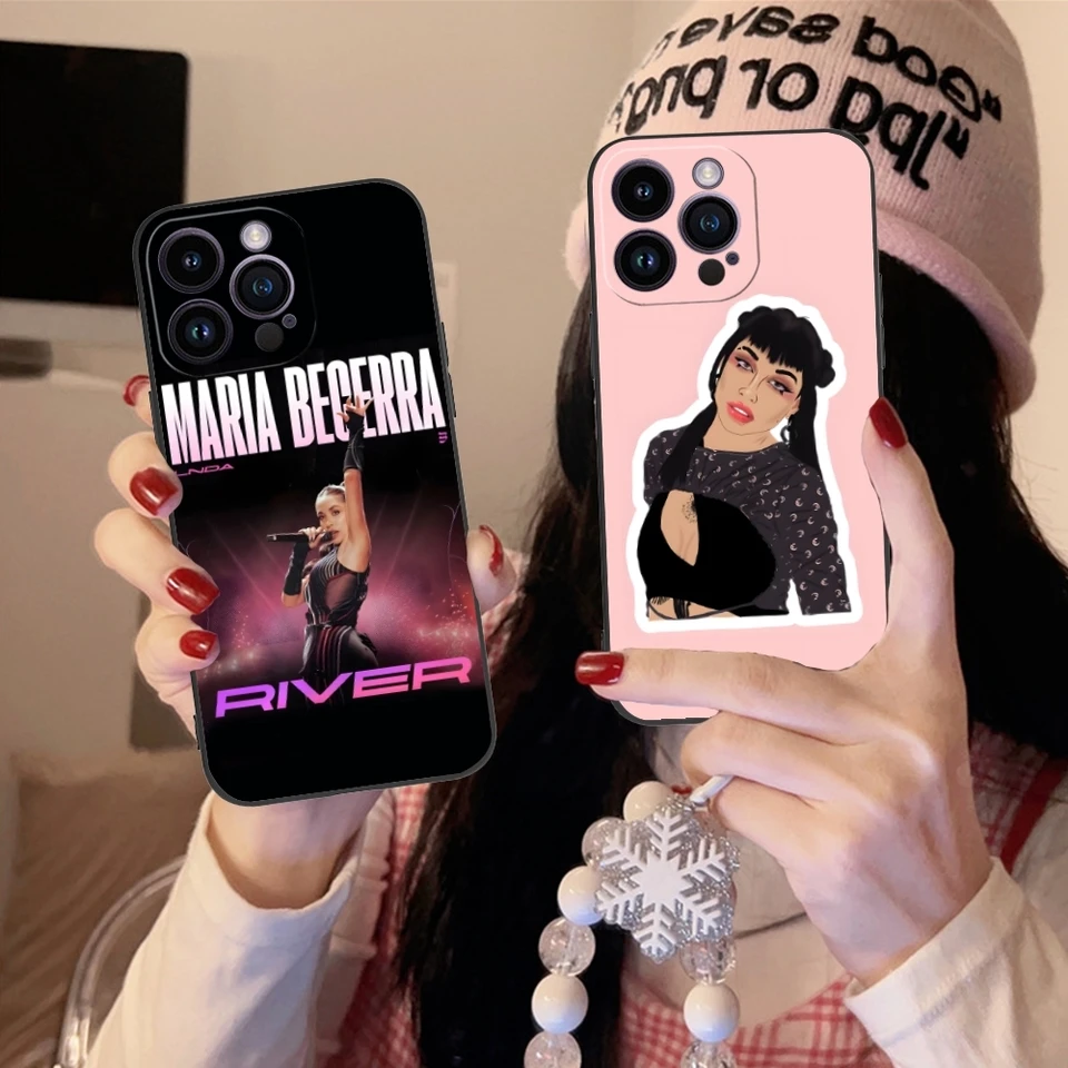 Roztomilá Maria becerra mobilný mobilný telefón pre iPhone 15 14 13 12 11 x xr xs 8 7 pro max plus mini čierny mäkký kryt telefónu shell