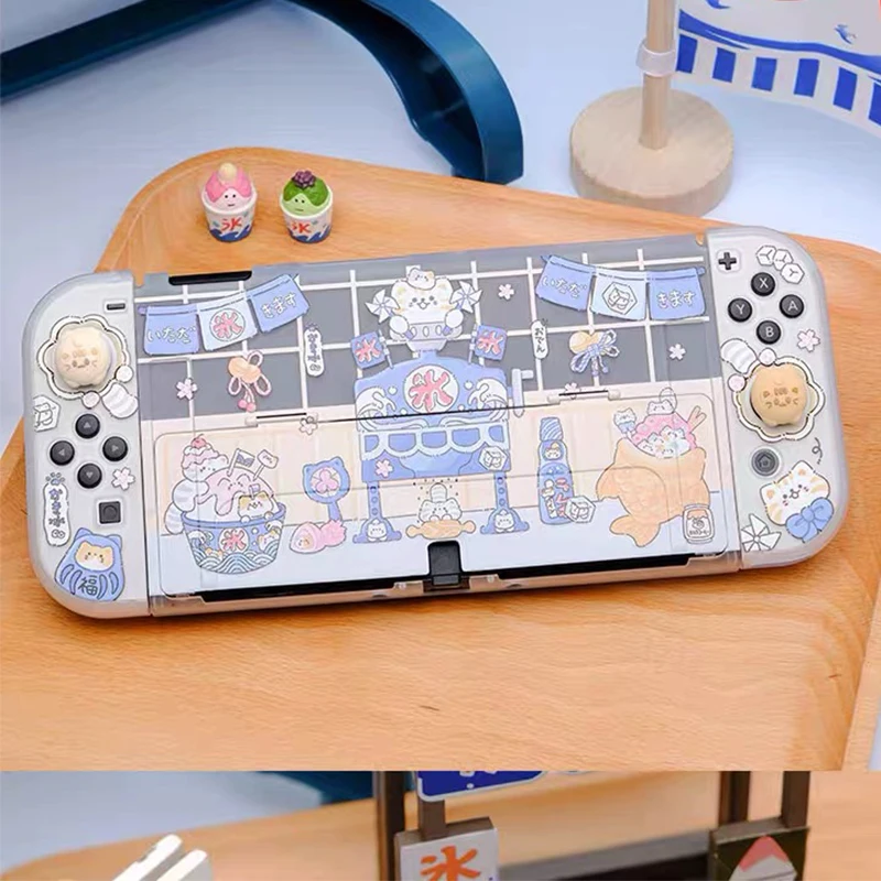 Roztomilá mačka ochranná škrupina pre Nintendo Switch OLED/Switch Console a Joy-Con Shock Absorption a Anti-Scratch Slim Cover