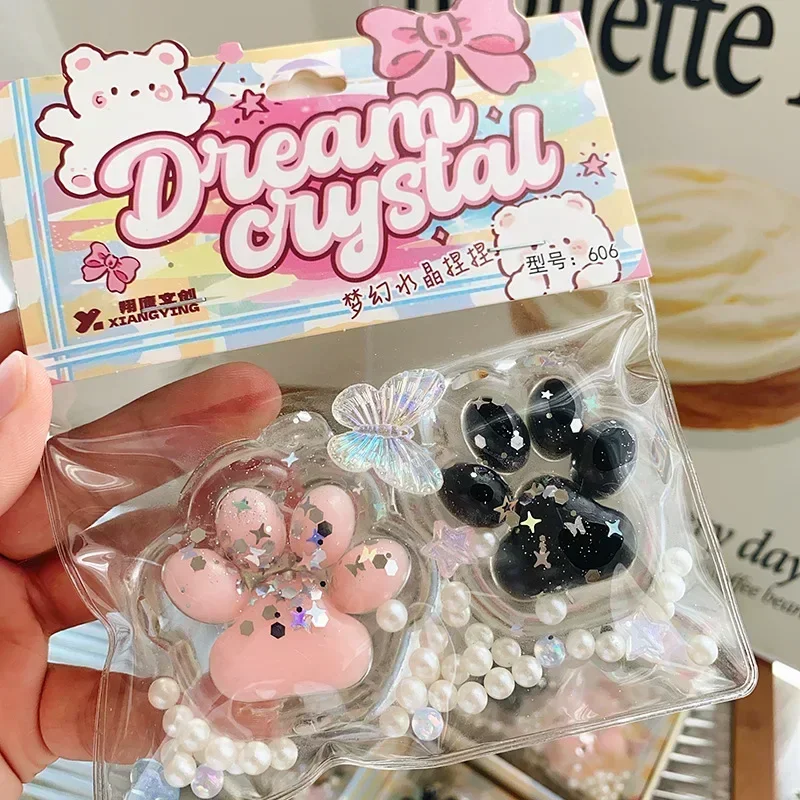 Roztomilá mini mačka labka štipka hračky blingbling pomalé odrazové stresové hračky Transparent Cube stlačte hračku darček