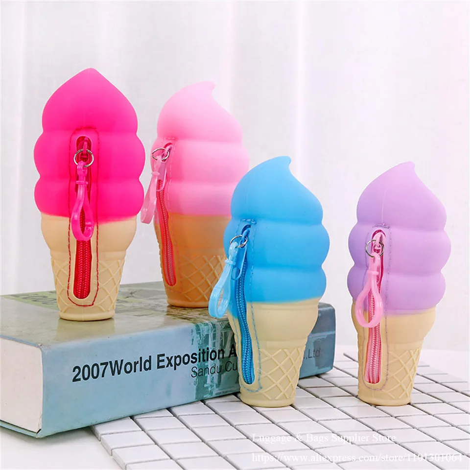 Roztomilá peňaženka kawaii zmrzlina Candy Candy Silikone Coin CEPSE JELLY COIN COIN KEAL Kľúč peňaženka slúchadlá Organizátor úložný box vrecko