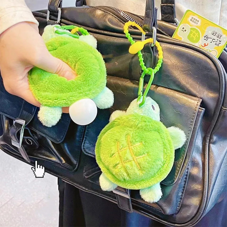 Roztomilá plyšová mäta mamba korytnačka Doll Doll Keychain prívesok Dievčatka Žena Doll Doll Uvoľnite stres hračky kľúča kľúče kevor šperky darček morské zviera kúzlo