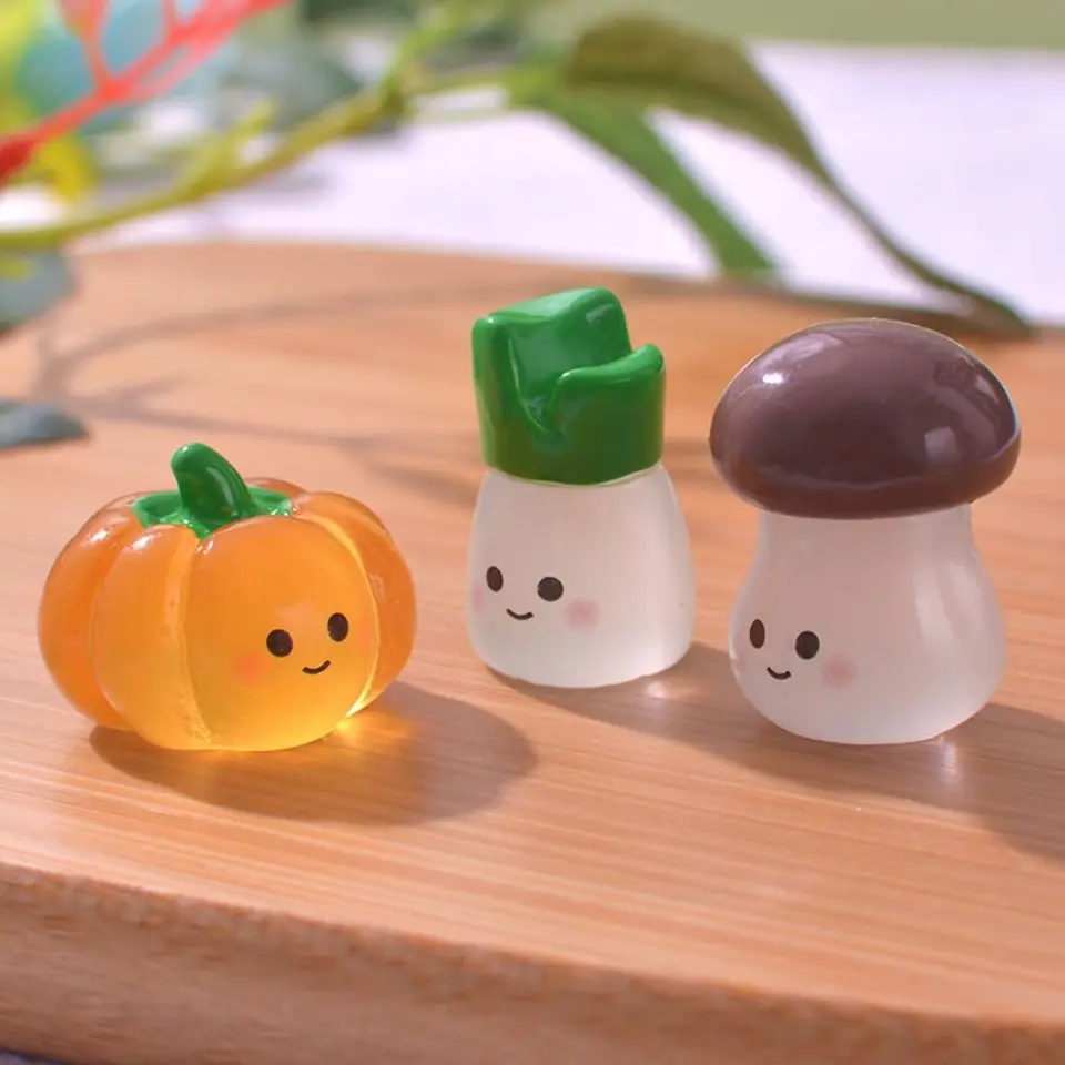 Roztomilá simulácia svetelná zelenina pupin húb brokolica paradajková zelenina figuríny miniatúry realistické mini