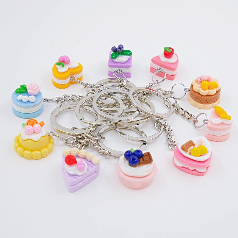 Roztomilé 3D jedlá z čučoriedok Cream Cake Key Chain Dievčatko Dievča