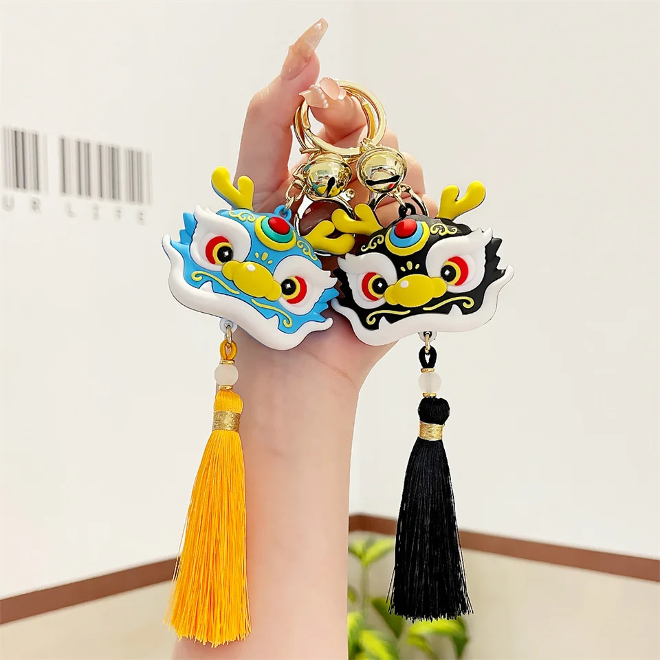 Roztomilé autá Keychains Cartoon Dragon Silikone Doll Key Ring Čínsky štýl Zodiac Phase Bag Prívesok s kreatívnymi darčekmi Tassel
