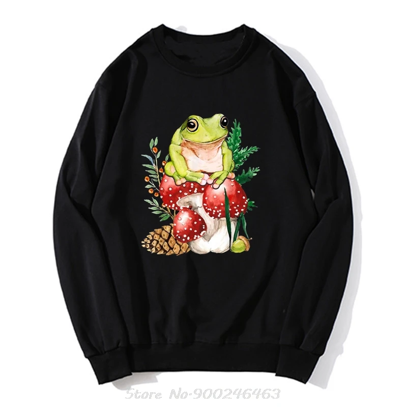 Roztomilé coottagecore huby žaba farmcore estetické žaby štýly mikiny muži bavlna pullover mikina nová hip hop harajuku streetwear