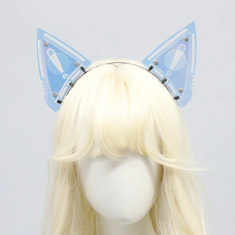 Roztomilé cyberpunk mačky cosplay cosplay vlasové obruč unisex motocyklové nálepky na prilbu hlavy pokrývky Halloween Headdress Podpery