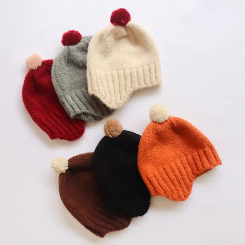 Roztomilé detské klobúky pletené pompom čiapka zimné teplé detské dievča chlapec klobúk Beanie Baby Bonnet Muts pre novorodencov