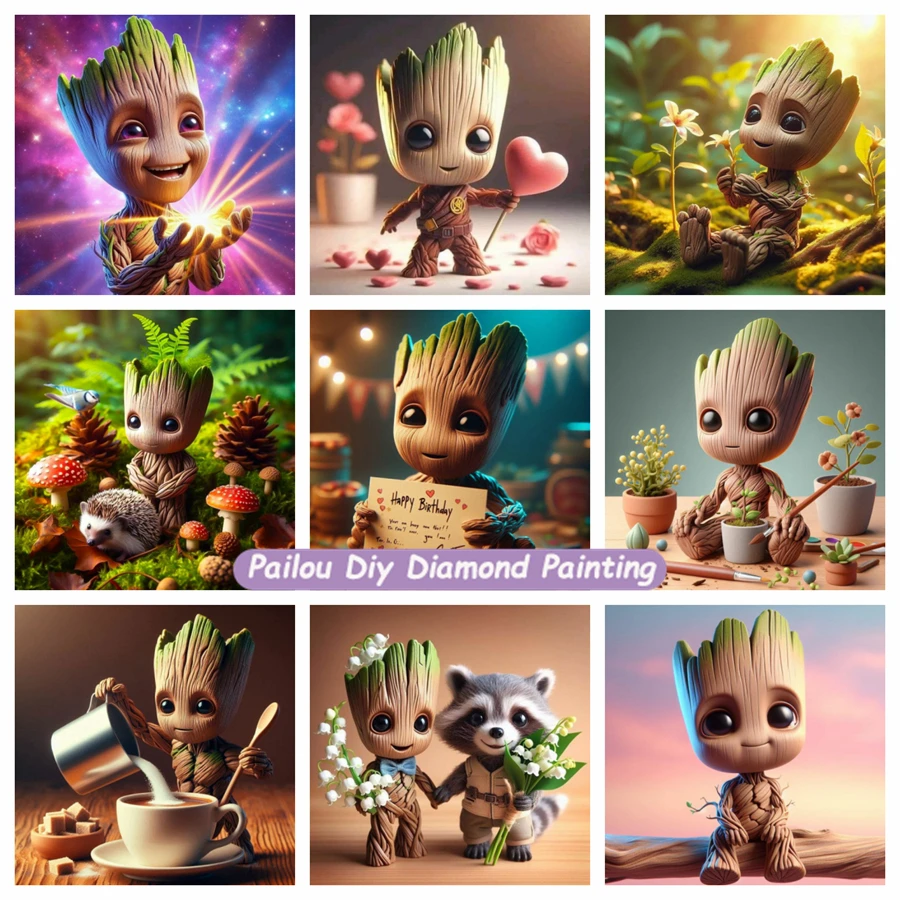Roztomilé dieťa Groot Disney Cartoon Diamond Painting súprav