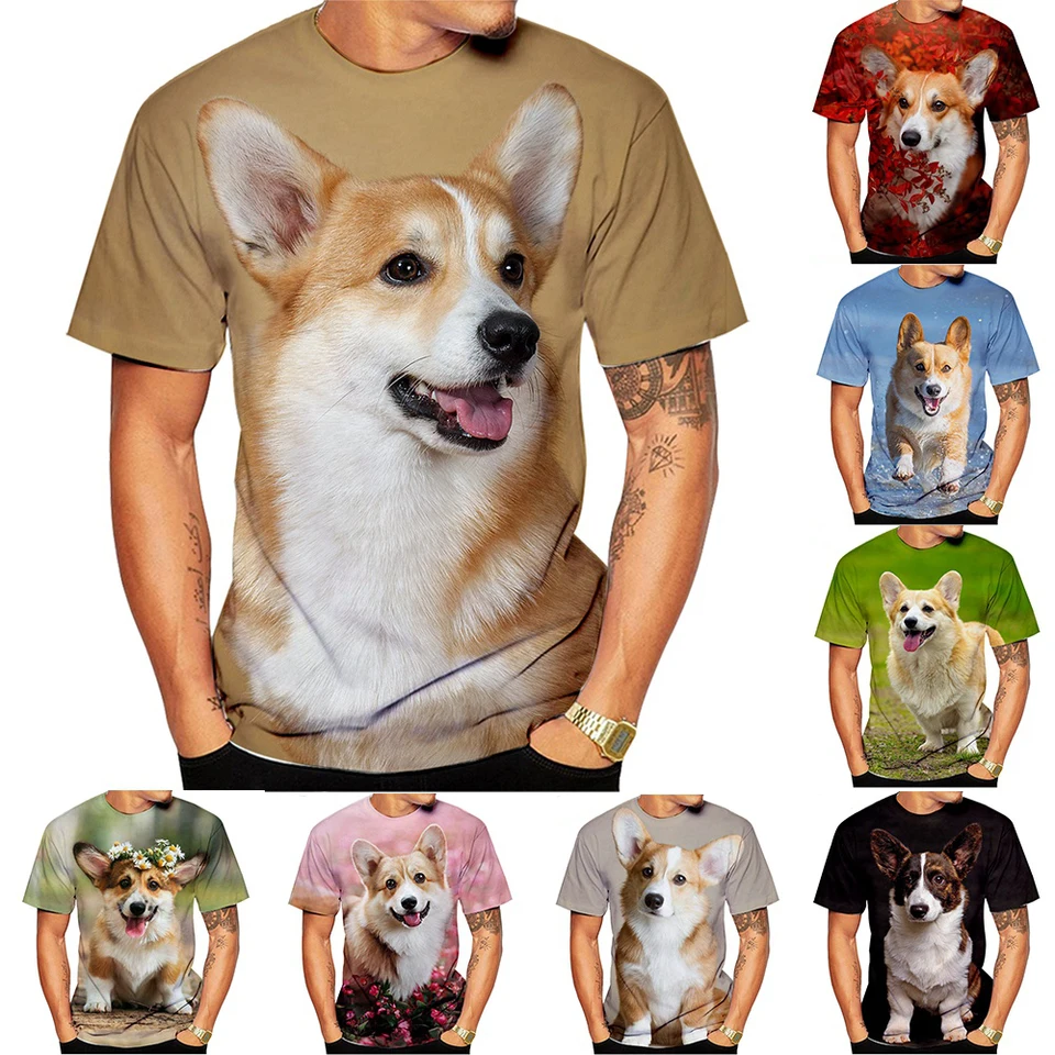 Roztomilé domáce zviera waleské corgi 3D tlačené tričko Pembroke Puppy Baby Puppy Trič