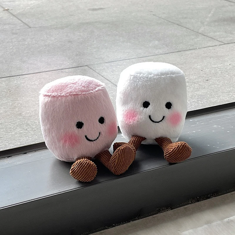 Roztomilé dvojfarebné marshmallow plyšové hračky Keychain Cartoon Soft Soft Scdle Doll Pendant Car Key Key Ring Batch Bath Decor Darček
