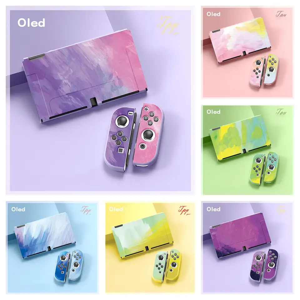 Roztomilé farebné ochranné puzdro pre hernú konzolu pre Nintendo Switch OLED Shell Soft Silikone Protector Ochrana pre spínač OLED ACCES