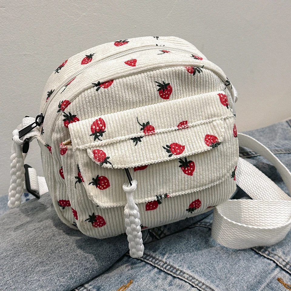 Roztomilé jahodové ramenné vrecko Casy Zipper Trendy Crossbody Bag Tote Candbag pre ženy dievčatá cestovné pracovné posla