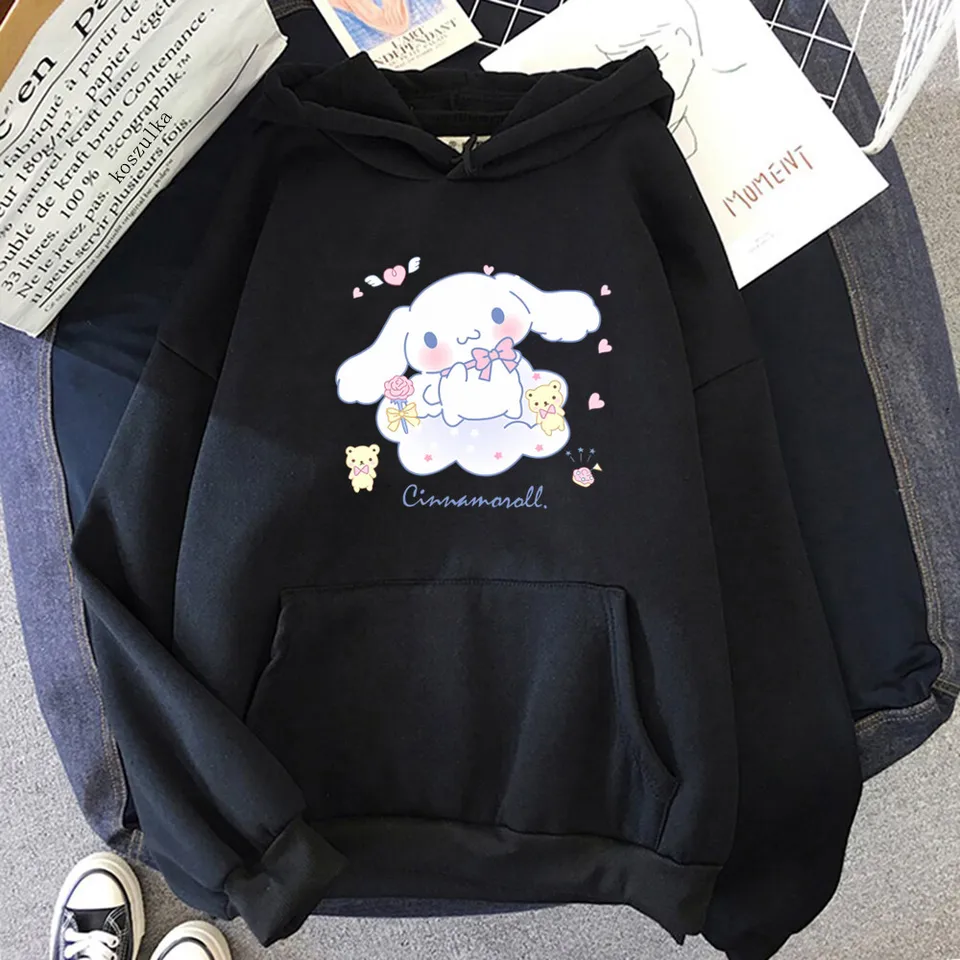 Roztomilé kapucňové ženy Harajuku karikatúra Cinnamoroll Graphic Hoody Kawaii Hoodies unisex estetické módne vrcholy y2k mikiny