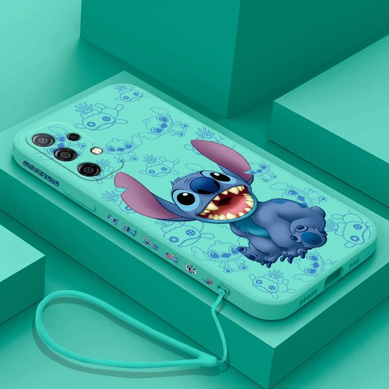 Roztomilé karikatúry Disney Stitchs pre Samsung A54 A34 A73 A53 A33 A23 A14 A13 A72 A52 A32 A22 A12 A71 A51 4G 5G s ručným popruhom