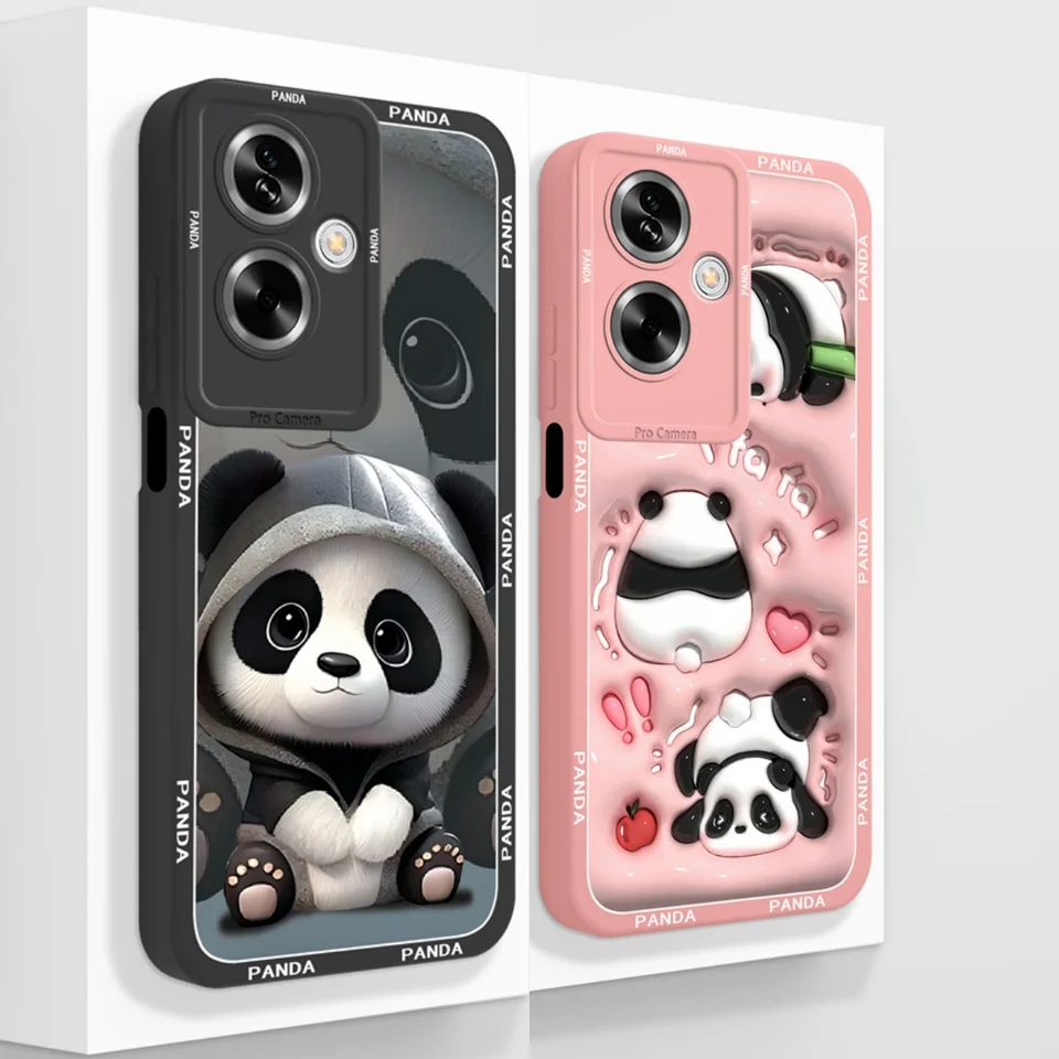 Roztomilé kryty Panda pre prípad OPPO A79 5G pre OPPO A2 5G Full Protection Funda Funda pre OPPO A 79 Housing Soft Liquid Silikone Back Capa