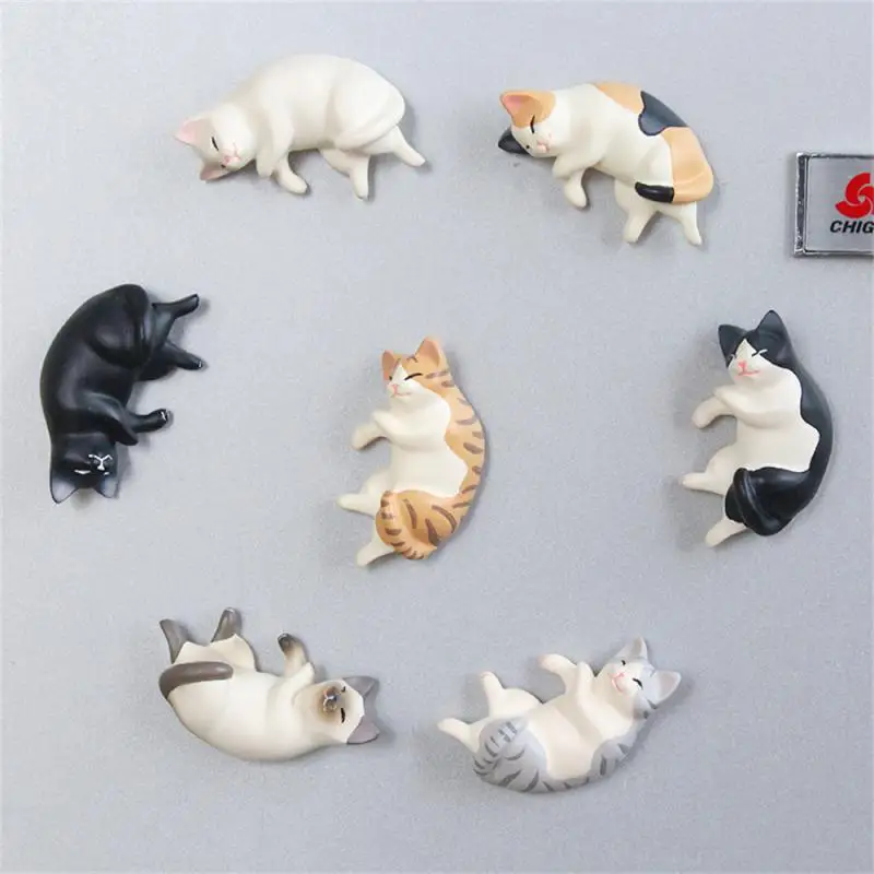 Roztomilé mačacie chladničky Magnety Magnety Magnety Nálepky 3D živice chladničky Creaty Sleeping Cat DIY Domovod