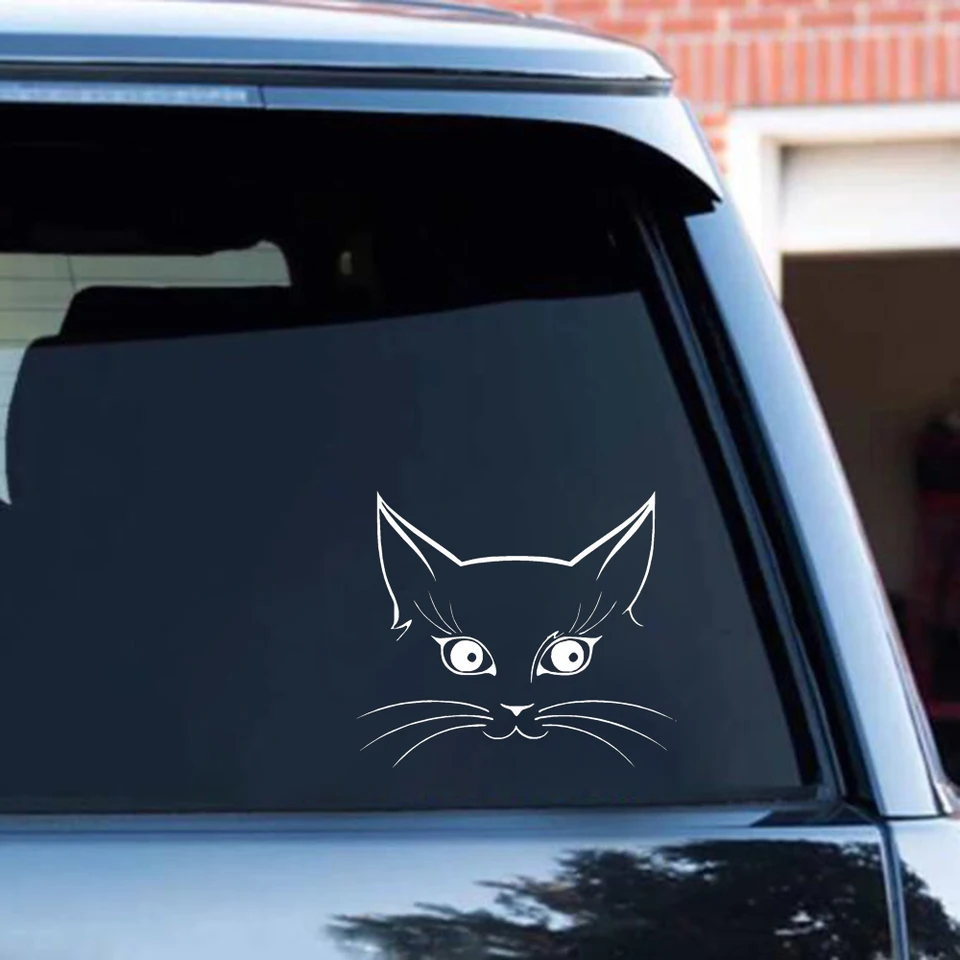 Roztomilé mačacie tvár vinylové dievčatá auto predné a zadné nálepky na čelné skla Body Bumpers Odnímateľná dekorácia auta S1632