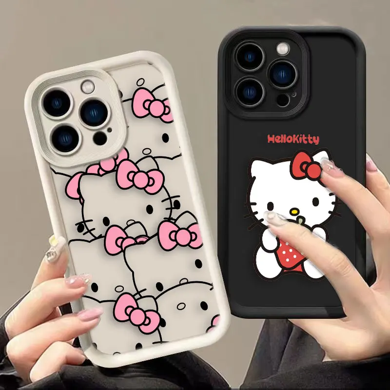 Roztomilé mačiatko Hello Kitty Luxtury Puzdro pre Oppo Reno 12 11 10 8 8Z 8t 7t 6z 6z 5 4 3 Pro Plus 4G 5G Soft Case Funda Funda Shell