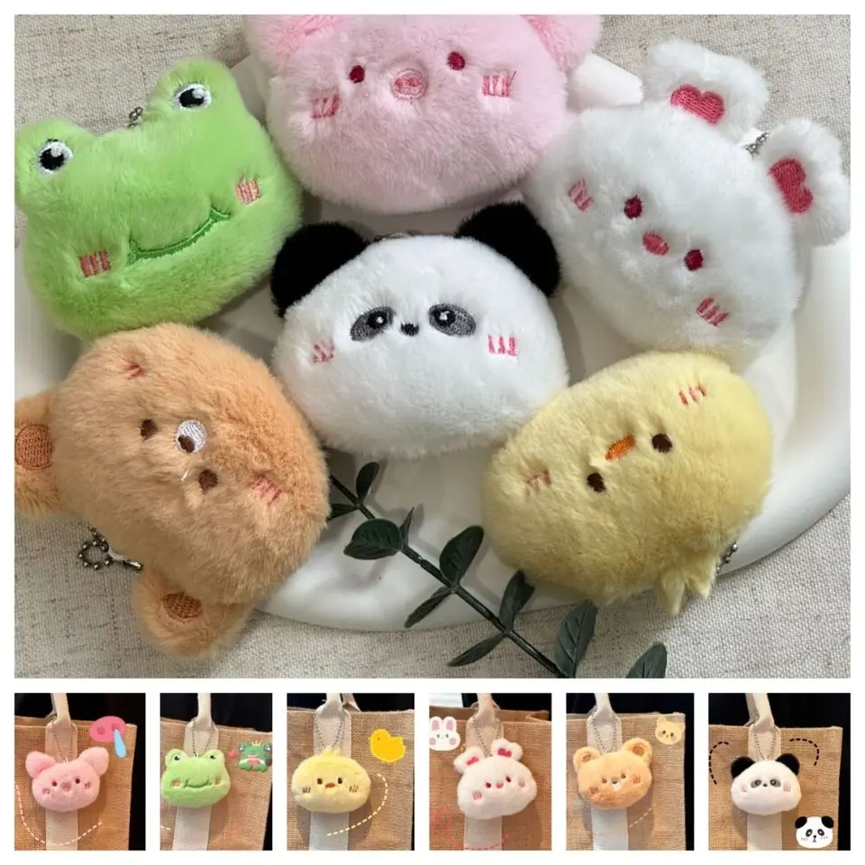 Roztomilé mäkké stláčanie panda plyšové kľúče keychain piggy karikatúra kreslenie králikovej bábiky Frog Fleh Fľdapovaný cvrlikaný medveď prívesok deti