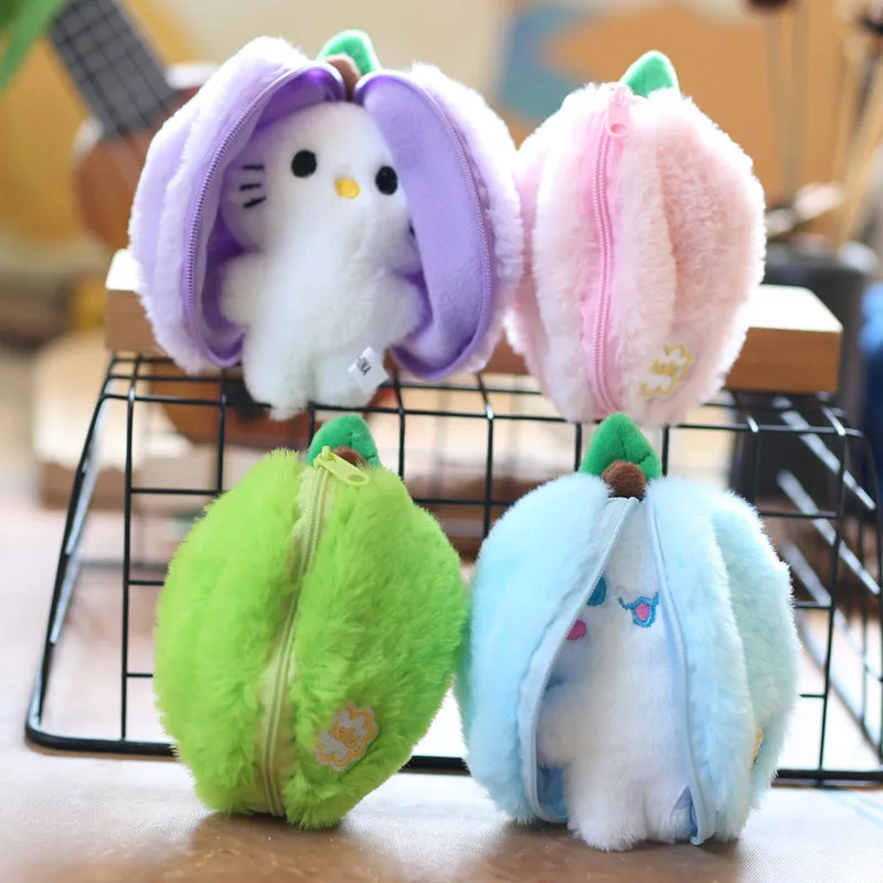 Roztomilé ovocie transformované na šteniatko Plush Plush Hray Doll Cinnamoroll Book Bag zavesenie dekorácie Keychain priateľ narodeniny darček
