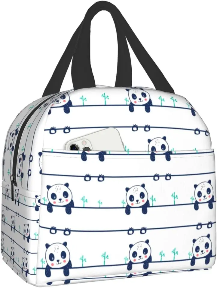 Roztomilé panda vtipné obedové tašky cestovné práce bento chladič opakovane použiteľný tote piknikové škatule izolované kontajnerové tašky pre ženy mužov chlapci dievčatá dievčatá
