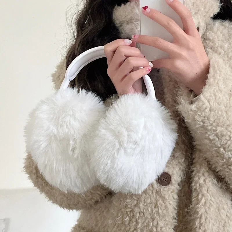 Roztomilé plyšové zimné ochranné puzdro pre Apple AirPods Max, puzdro na slúchadlá, biely chlpatý kryt, príslušenstvo pre slúchadlá, Kórea