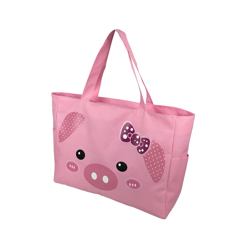 Roztomilé prasa veľké veľkú školskú knihu Canva Balenie tašku jeden kus ružového štúdia Deerny Matka cestovanie nákupné ramenné tašky 50*14*38 cm