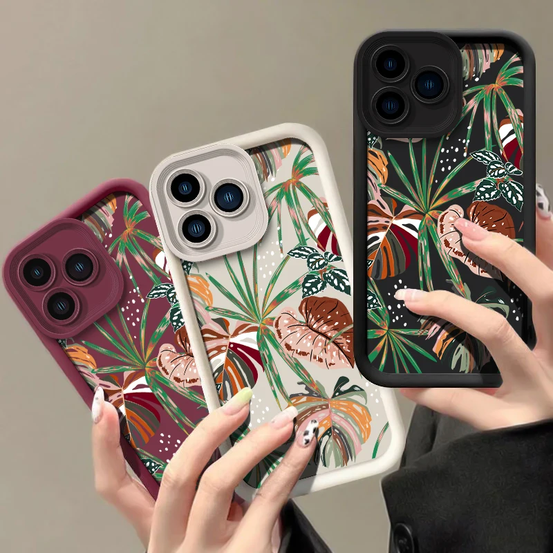 Roztomilé rastliny listy pre OPPO Realme GT 6 3 NEO5 Master Shock odolný voči šošovkami na ochranu šošovky Silikone Soft Phone Cover Fundas