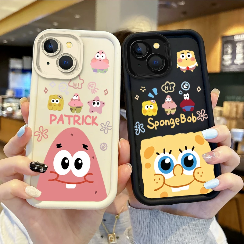 Roztomilé S-SpongeBobs Cartoon Puzdet pre iPhone 16 15 14 13 12 11 Pro Max 16 15 14 8 7 Plus x x Max 8 7 Silikónový nekrip