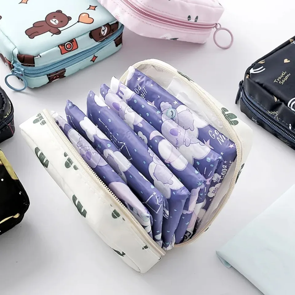Roztomilé sanitárne podložné podložky SKLADOVANIE SKLADOVANIA PRE ŽENY Vodotesný organizátor Mini make -up taška dievčat Hygiena Pad vrecká Organizácia