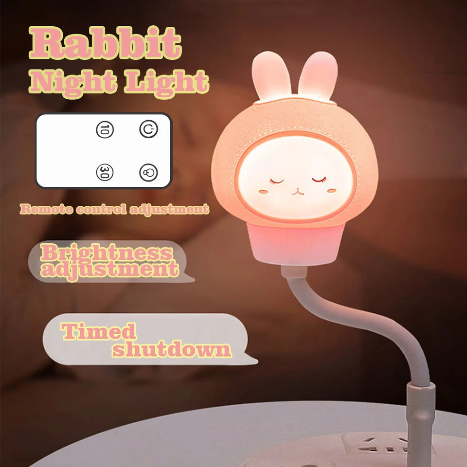 Roztomilé USB nočné svetlo LED Chlidren Cartoon Night Lamp Bear Chick mačiatko diaľkové ovládanie pre detskú spálňu dekorácie nočná lampa