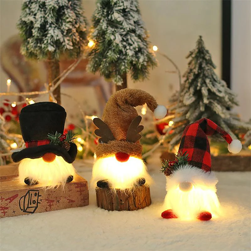 Roztomilé vianočné farárky s bábikou Luminous Santa Claus Gnome Dwarf Plush Toy Party Decorácie vianočné stromčeky Kreatívne darčeky