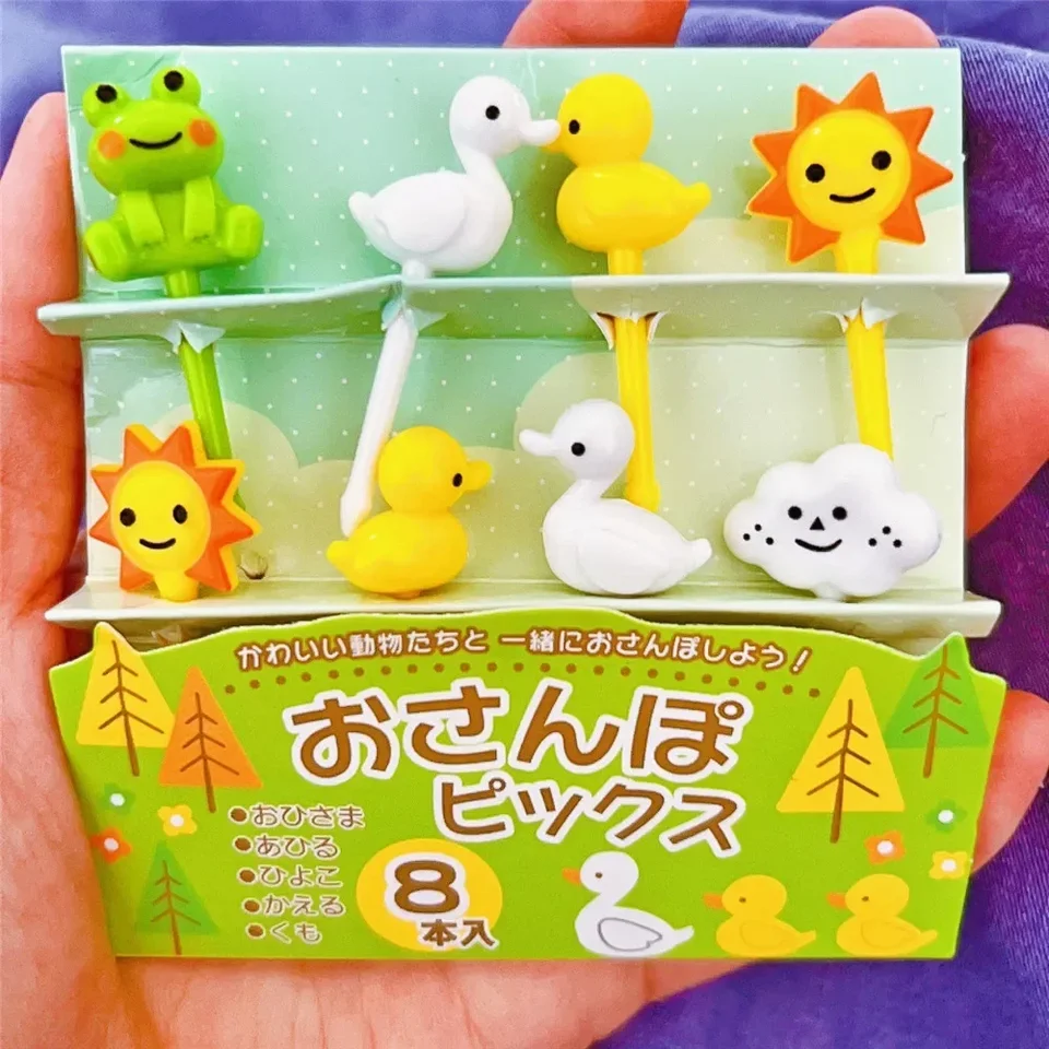 Roztomilé zviera žaba kačacie ovocie vidlice špáradlá špajle s jedlom s paličkou Mini obedový box bento dekorácie pre detské večierky Toppers