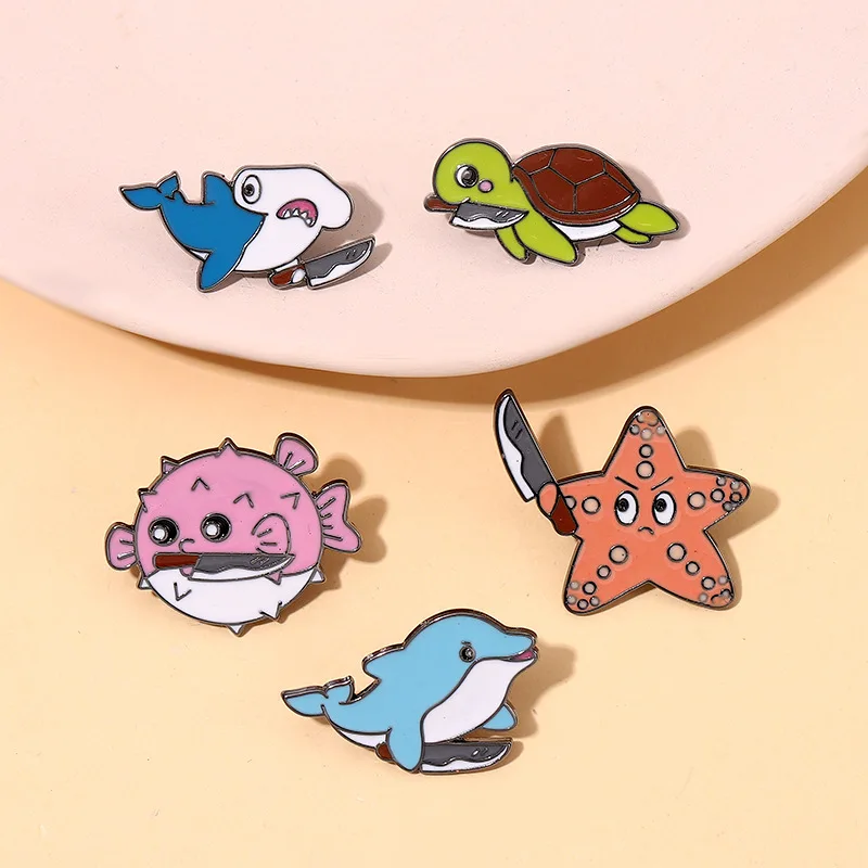 Roztomilé zvieracie klopy klopy karikatúry Shark Hviezdna delfínová korytnačka brošní batoh odznak šperky darček pre priateľstvo veľkoobchod