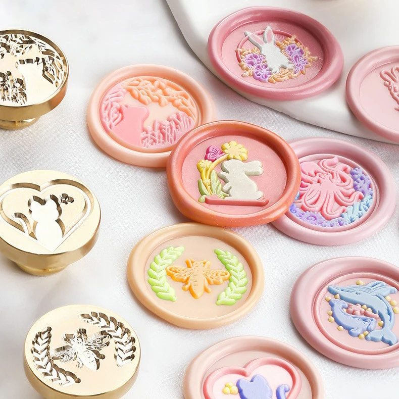 Roztomilé zvieratá séria vosku pečať mini 25 mm vosk známka hlava Krásna bunny mačka tesnenie hlavy pre pozvánku na kartu pozvánka obálka tesnenie DIY dekor