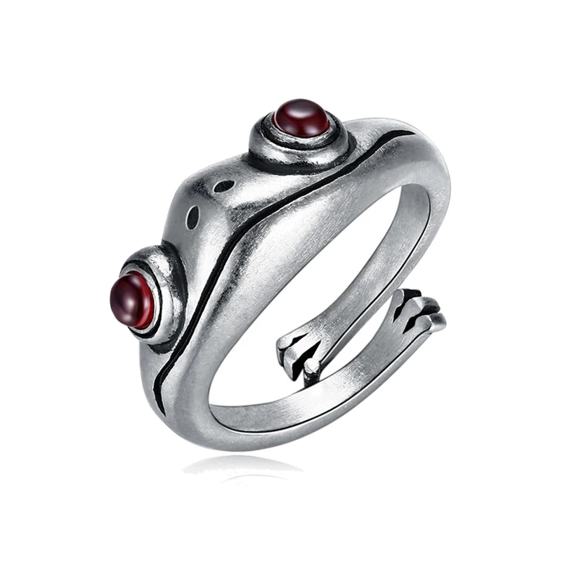 Roztomilé ženy Men Jednoduchý dizajn Rings Vintage Frog Owl Usmieva sa prsteň pre ženy Dievča stará strieborná farba retro punk šperky darček