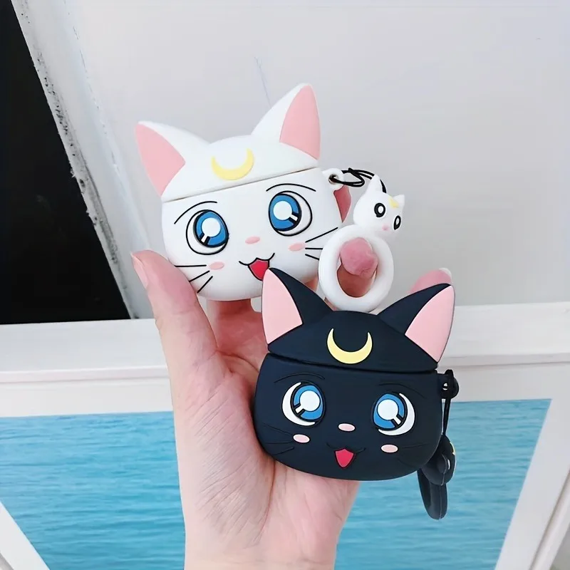Roztomilý 3D karikatúra Cat Cat Design Silikone Ochranné puzdro pre AirPods 1/2/Pro - Udržujte svoje slúchadlá v bezpečí!