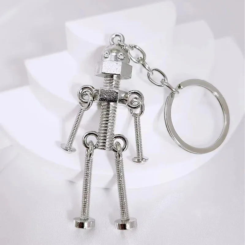 Roztomilý a zábavný robot nastaviteľný skrutkovač retro kľúča Malý darček pre mužov a ženy Keyring