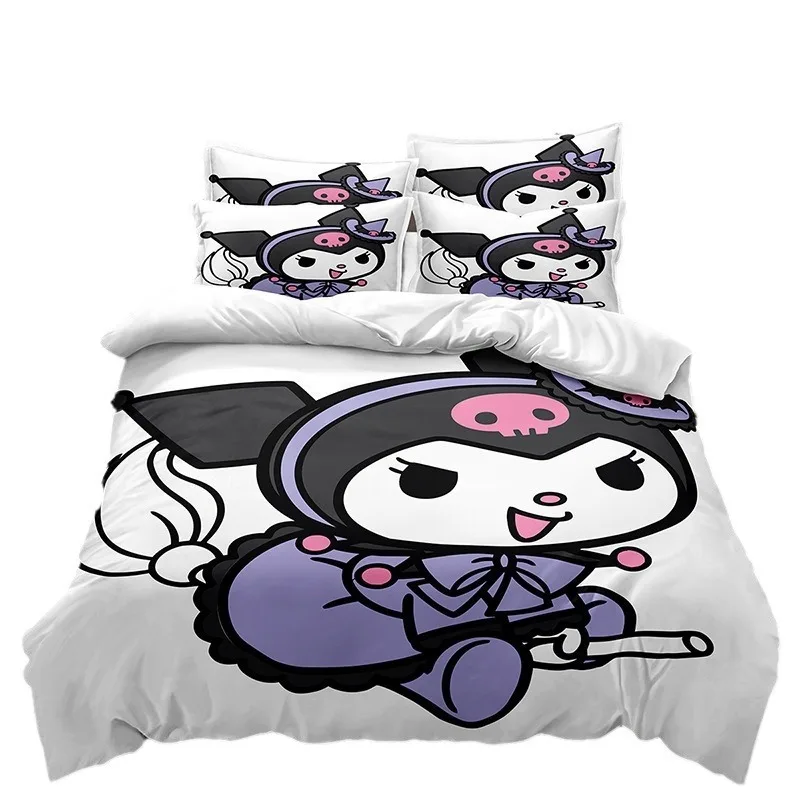 Roztomilý anime karikatúra Kuromi Obrázok Obrázok prešívaná prikrývka Kryt prikrývky obliečka na kryciu vankúšový vankúš 2-3 kusy súpravy deti pre dospelých veľkosť