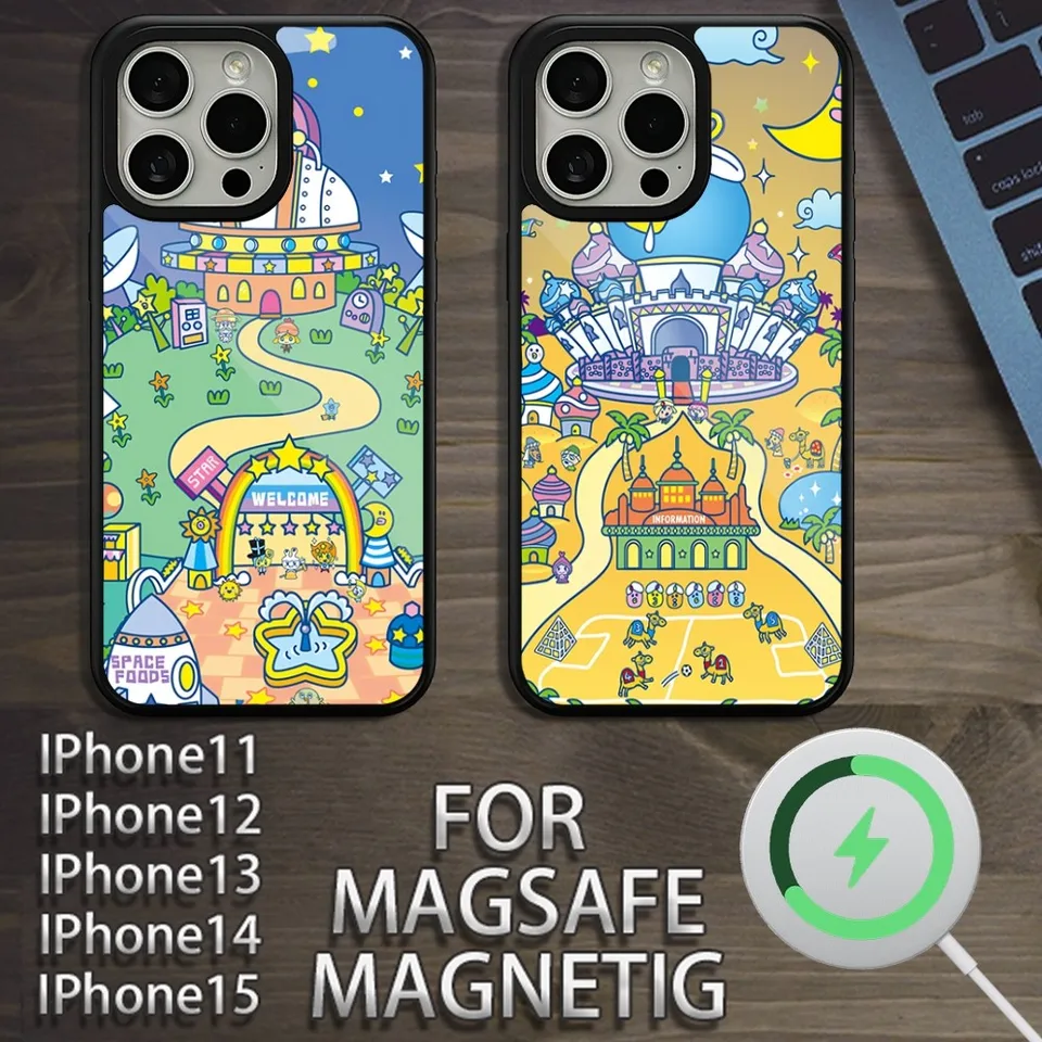Roztomilý anime tamagotchi telefónny puzdro pre iPhone 15 14 13 12 11 Pro Max Plus Magsafe Magnetic Wireless Cover
