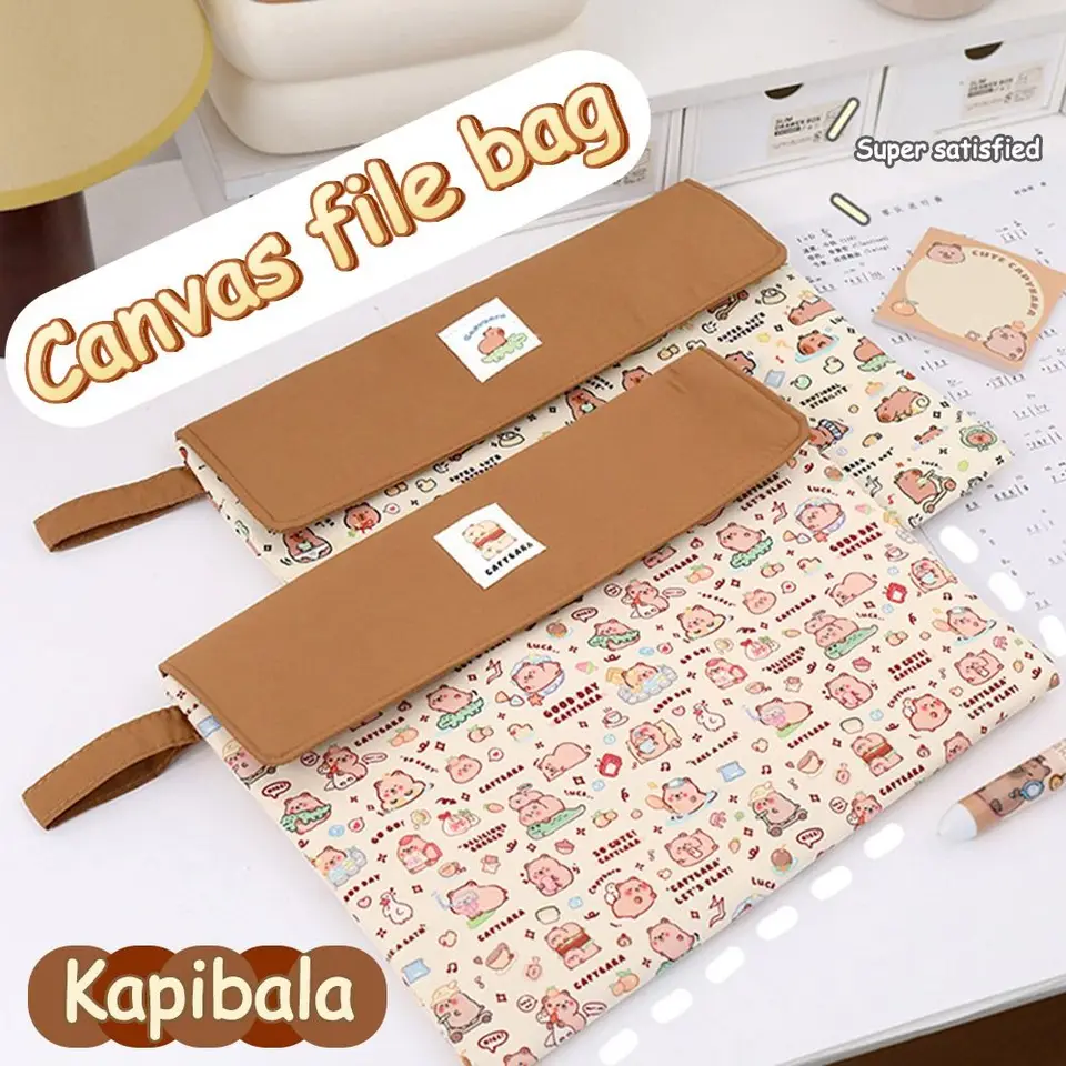 Roztomilý Caphybara File Bag Veak kapacita domáci úložný priestor vrecko s ručným perá