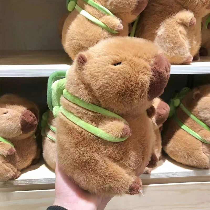 Roztomilý Capybara plyšová hračka kawaii nadýchaná capybara s korytnačkou na kapucň