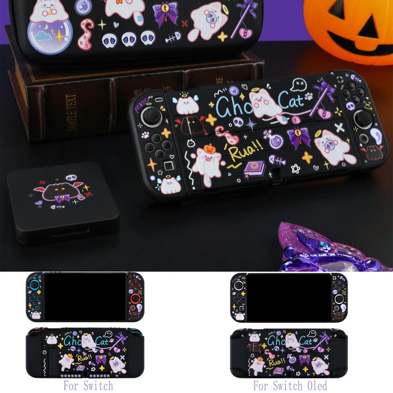 Roztomilý Cat Cat Hard TV Dock Cover Stand Charger Crystal Shell pre Nintendo Switch OLED NS Joy-Con Controller TPU Protector Case