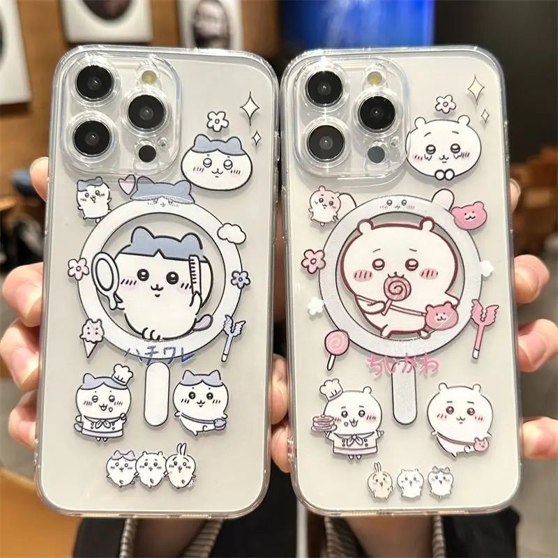 Roztomilý chiikawas hachiware magsafe magnetické puzdro pre Samsung Galaxy S25 S24 S23 S22 S21 S20 Fe Plus Ultra 5G Soft TPU Cover TPU