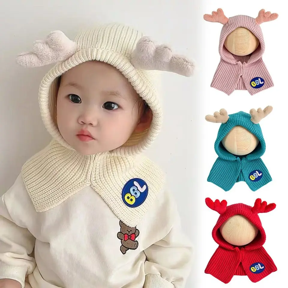 Roztomilý chránič uší deti pletené klobúky hrubý vetruvzdorný klobúk Balaclava Cap Pullover Hat Winter