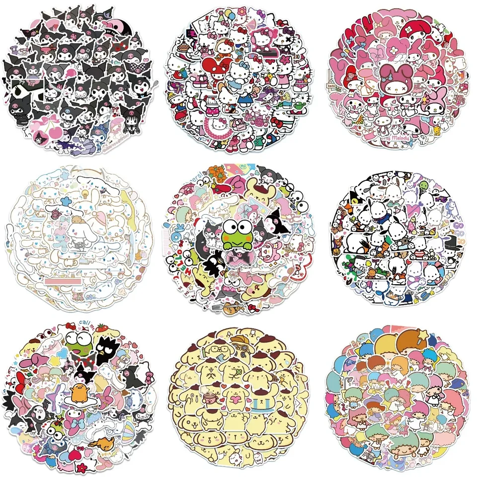 Roztomilý Cinnamoroll Kuromi Stickers Kawaii Hello Kitty Decals Pre notebook Pase Dievčatá Sanrio My Melody Anime Stickers Kids Hračky