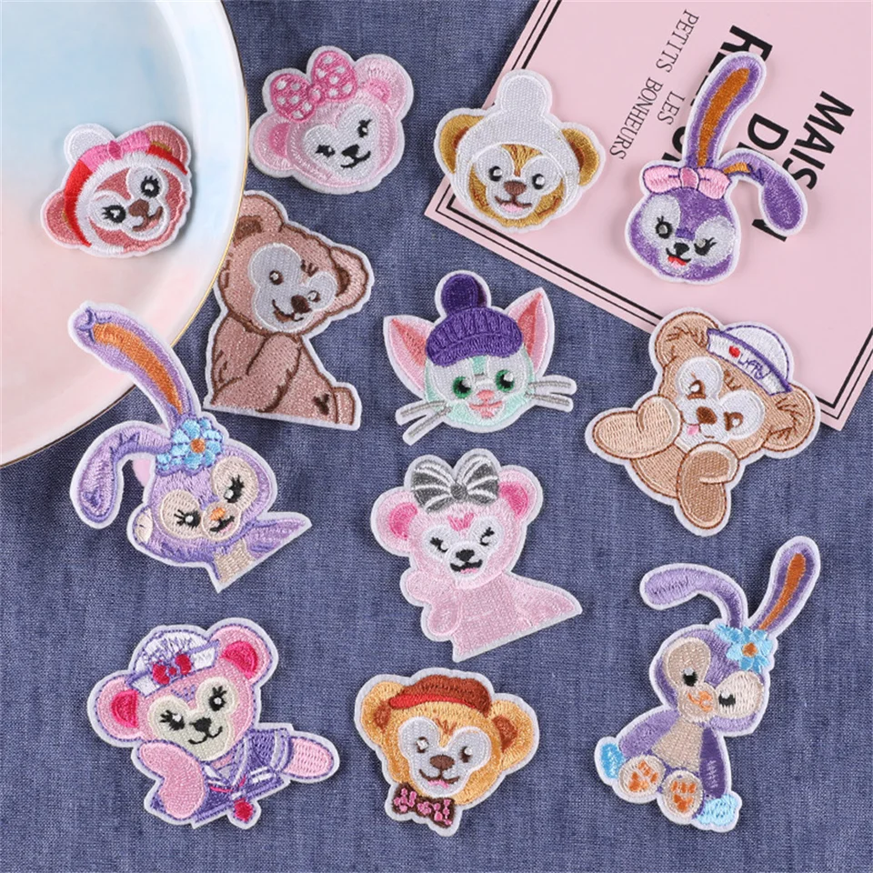 Roztomilý Disney Stellalou Bunny Bear Series Shelliemey Series železo na vyšívaných škvrnách pre šitie džínsy žehliak na karikatúru