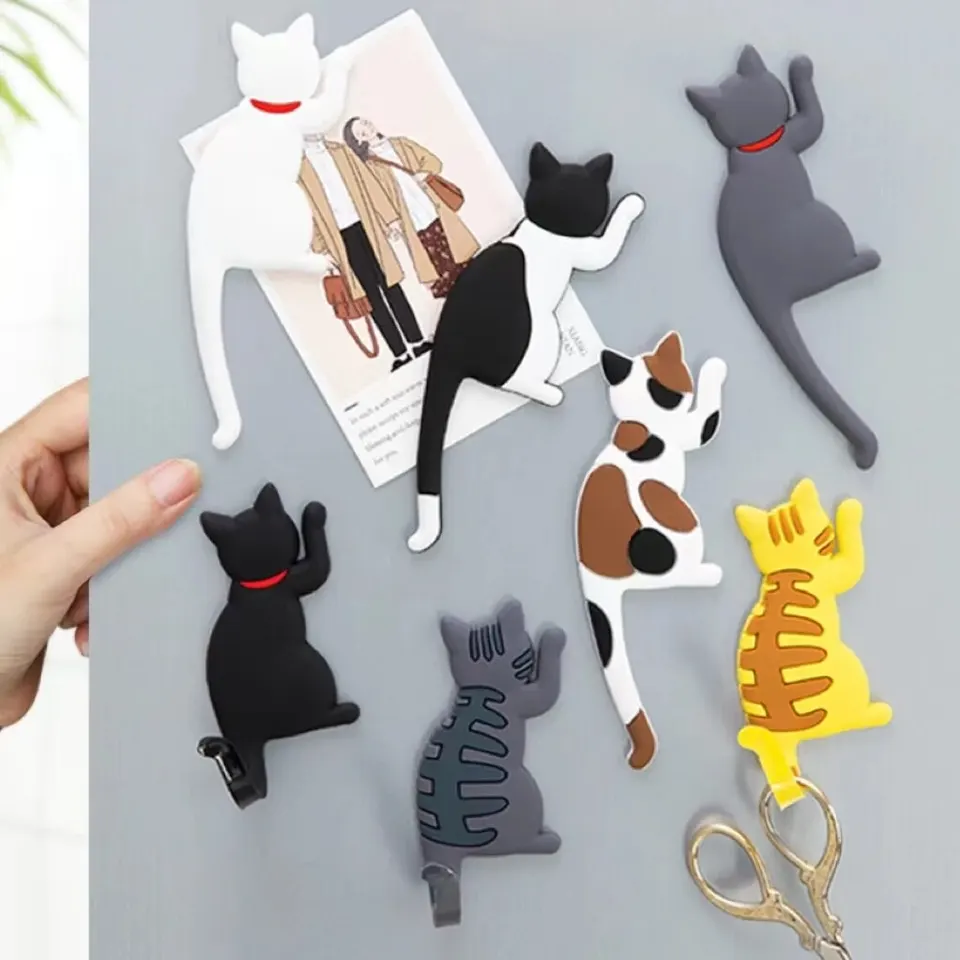 Roztomilý dizajn mačky Magnetický háčik, chladničku Kawaii, hák na magnet bez plesnia, magnetický úložný háčik