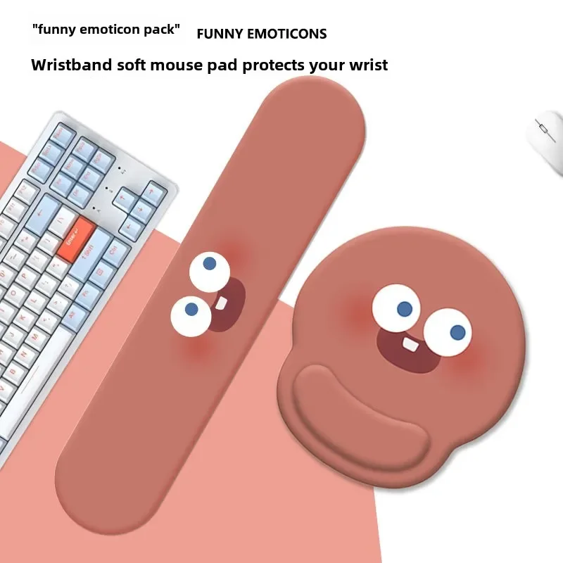 Roztomilý emoji zápästie, podložka myši s myšou pre klávesnicu podpora náramkov